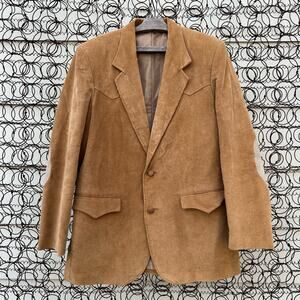 Vintage 80s 90s Pioneer Wear Brown Corduroy Elbow Patch Blazer Suit Jacket 42L